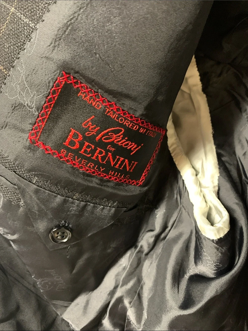 Brioni Bernini Italy Wool Silk Blend Charcoal Windowpane Sport Coat 44